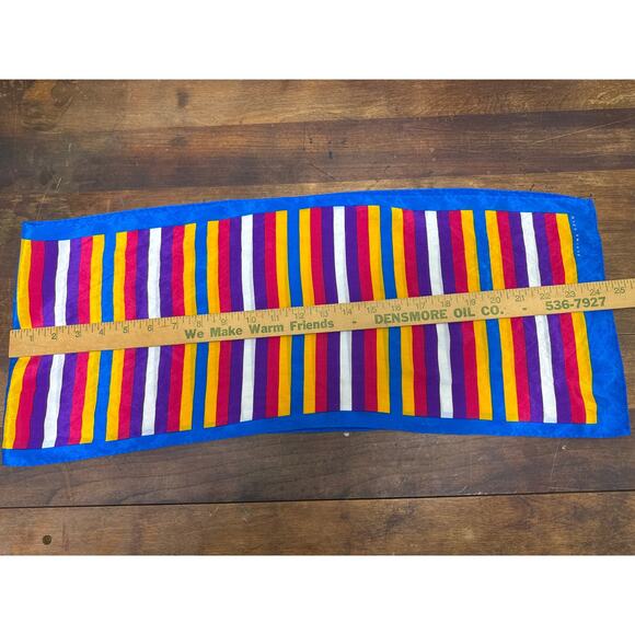 Elaine Gold For Collection XIIX Ltd. 100% Silk Striped Scarf Women's Accessory - Picture 11 of 12